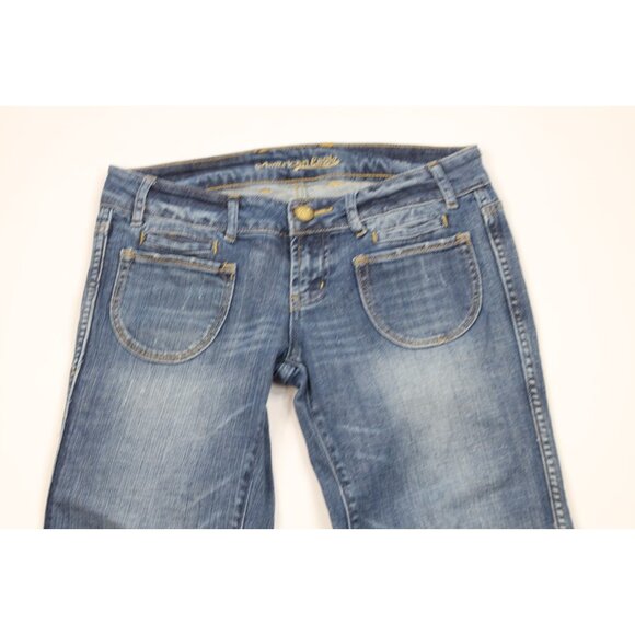 Vtg 90s Y2K American Eagle Outfitters Womens 8 Babydoll Flared Wide Leg Jeans - Picture 2 of 16